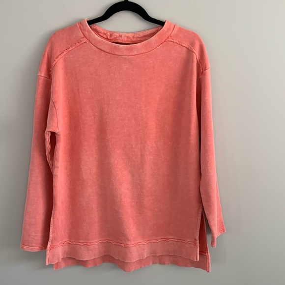 Anthropologie Pilcro Imogen Seamed Tunic Top Sweatshirt Coral Size Medium - Picture 4 of 14